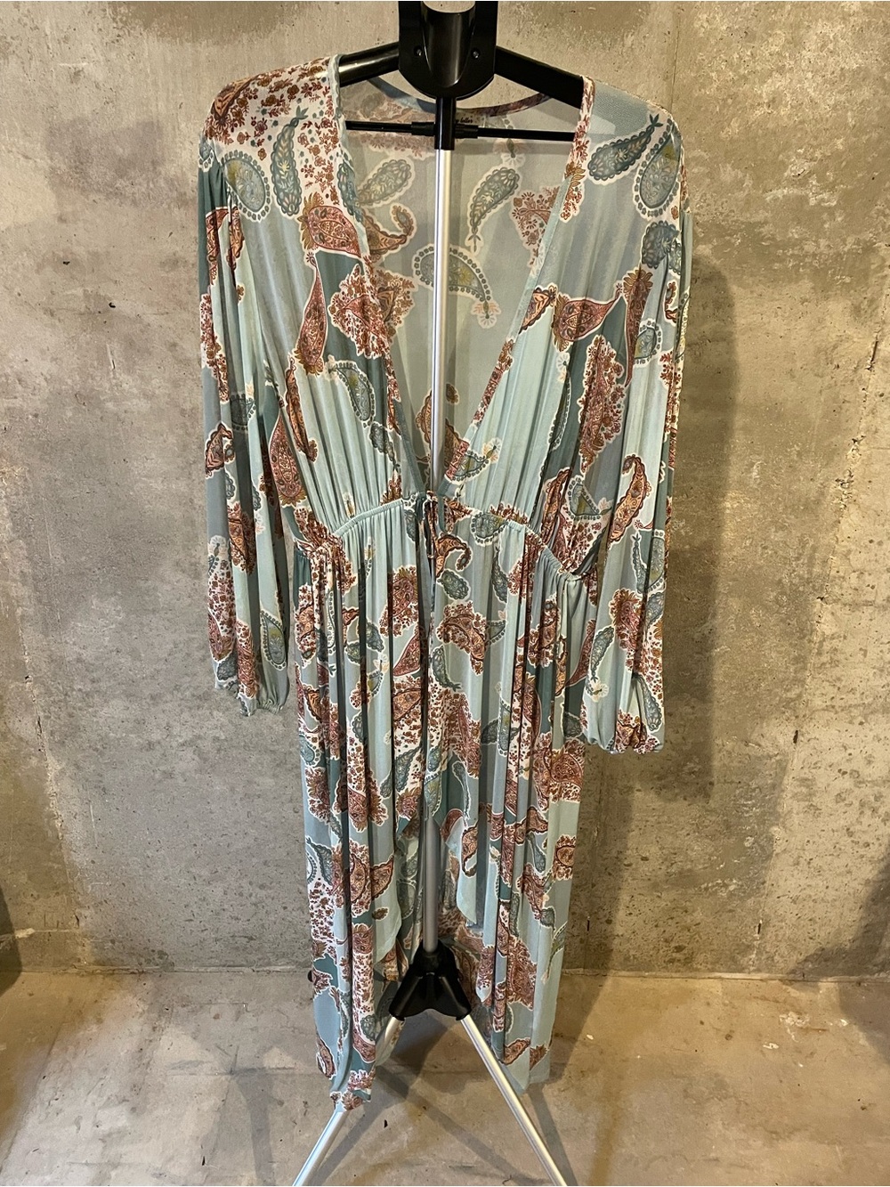 Story Teller Boho Paisley Tie-Front Long Duster Cardigan